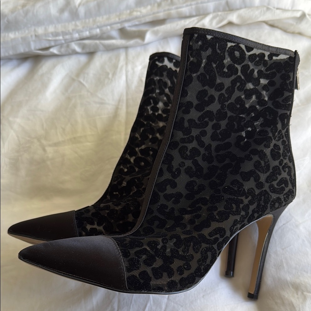 Badgley Mischa Jewel Black Leopard Print Ankle Boots 6.5